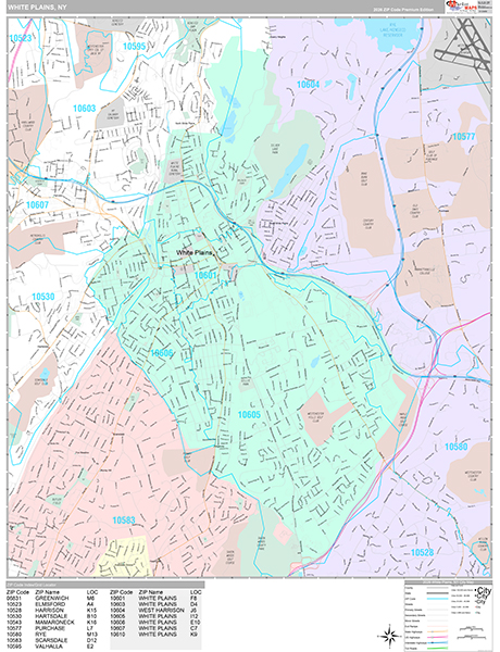 White Plains, NY Wall Map